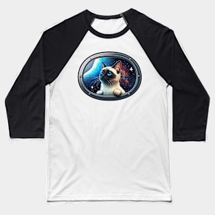 Siamese Cat in Outer Space Baseball T-Shirt